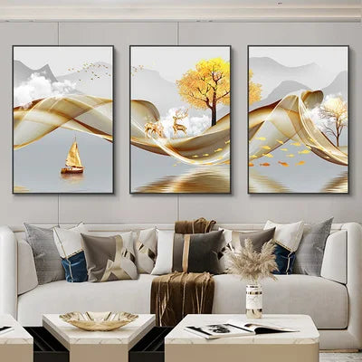 Luxury Ribbon Abstract Wall Art Landscape Modern Poster