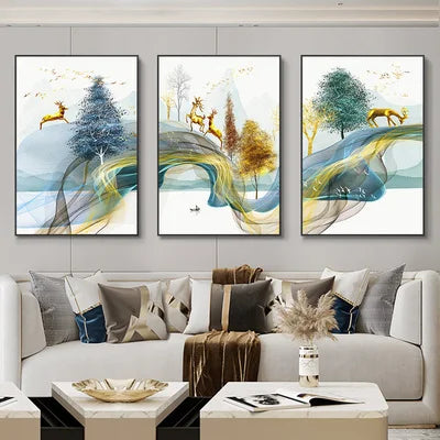 Luxury Ribbon Abstract Wall Art Landscape Modern Poster