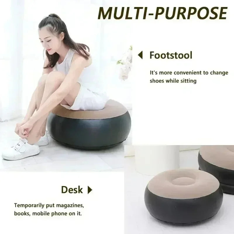 Lazy Inflatable Sofa Outdoor Chair Foldable Lounge Chair Set Footrest