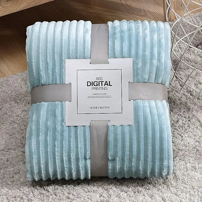 Soft Adult Cover Coral Fleece Blanket On The Sofa