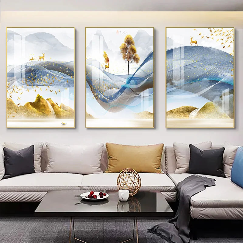 Luxury Ribbon Abstract Wall Art Landscape Modern Poster