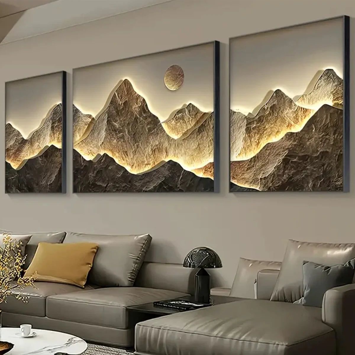 Gold Mountains Full Moon Wall Arts Prints Posters Classic Luxury Canvas Painting