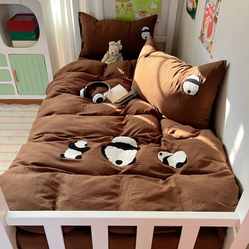 cartoon pure cotton four-piece set student small fresh dormitory