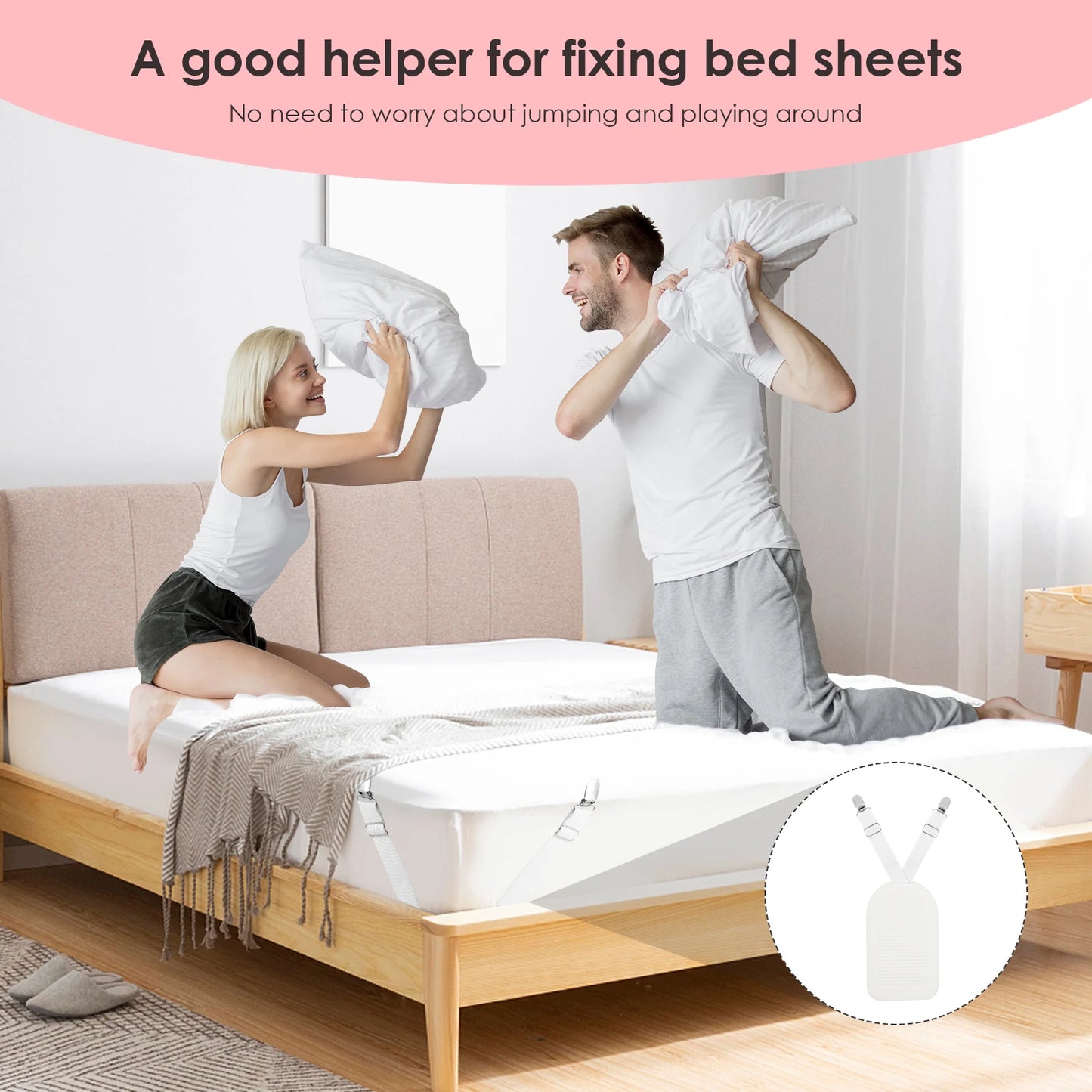 Bed Sheet Straps Adjustable Elastic Length Bed Sheet Holders Mattress Clip