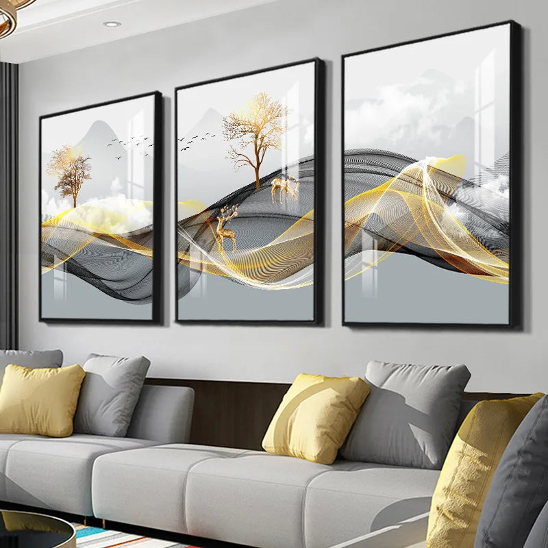 Luxury Ribbon Abstract Wall Art Landscape Modern Poster