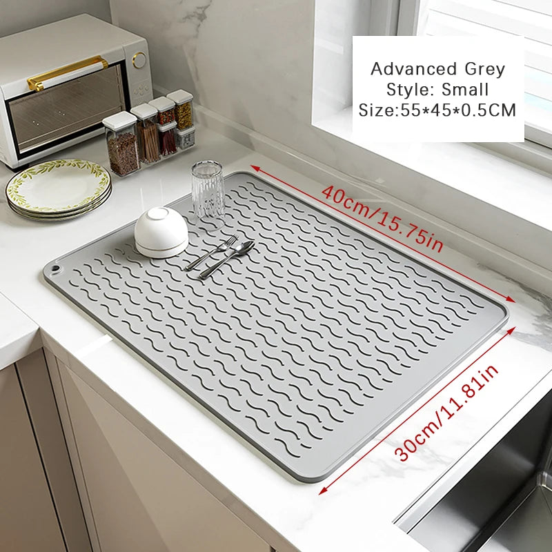 Silicone Drying Mat Heat Resistant Non-Slip Draining Mat