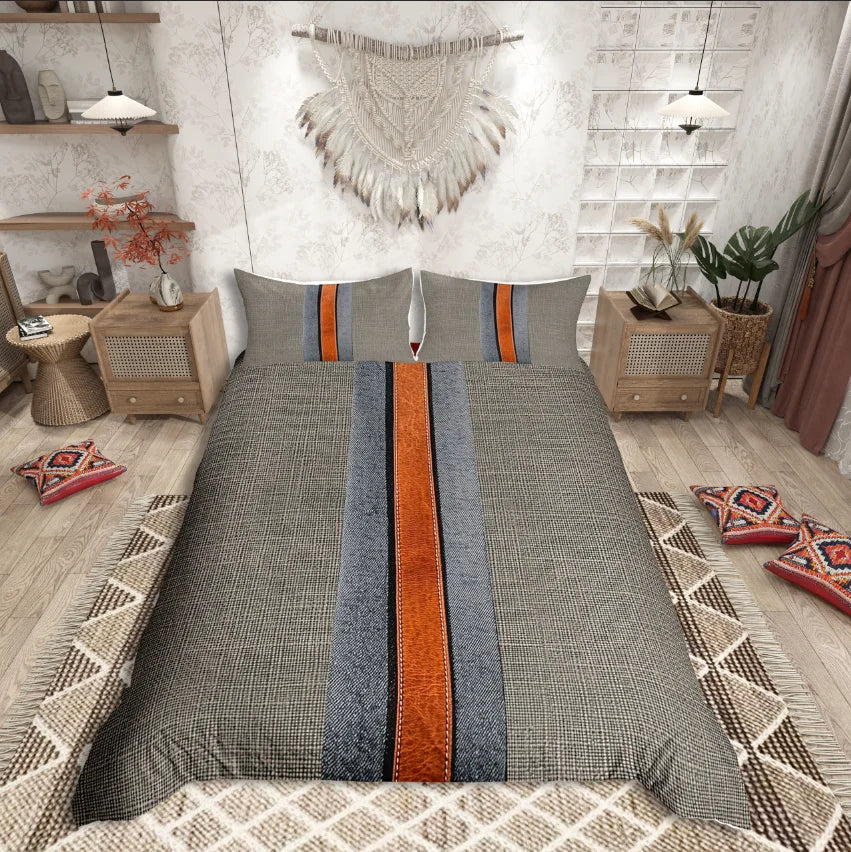 Homewish Geometric Stripes Duvet Cover Set,Geometric Plaid