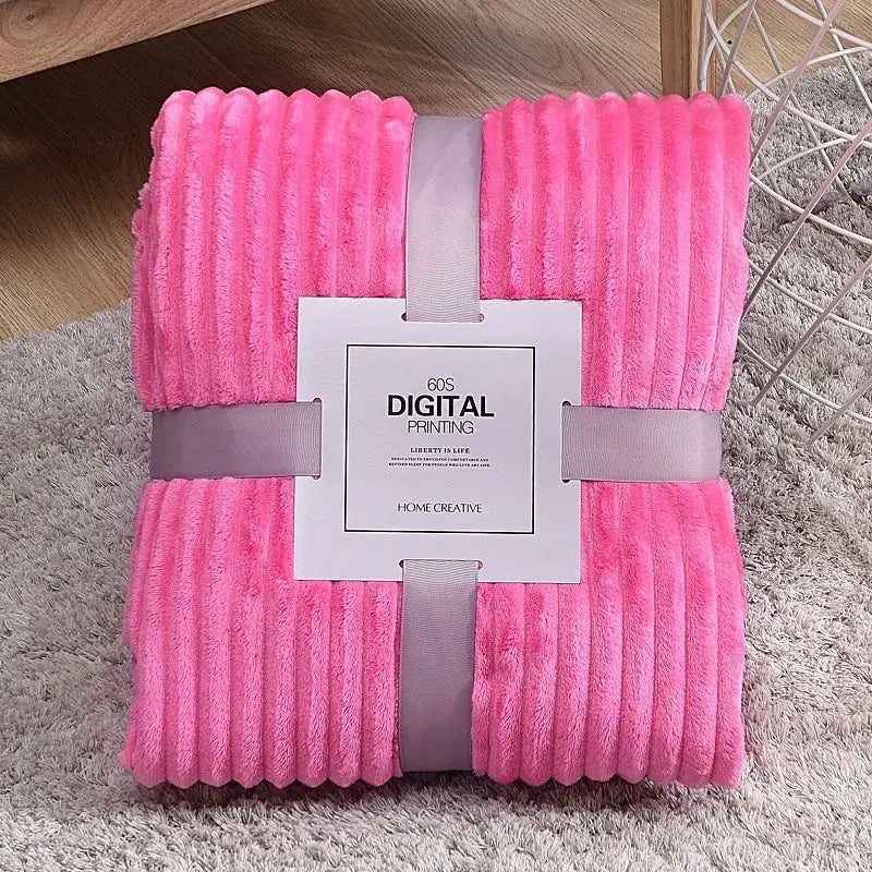 Soft Adult Cover Coral Fleece Blanket On The Sofa