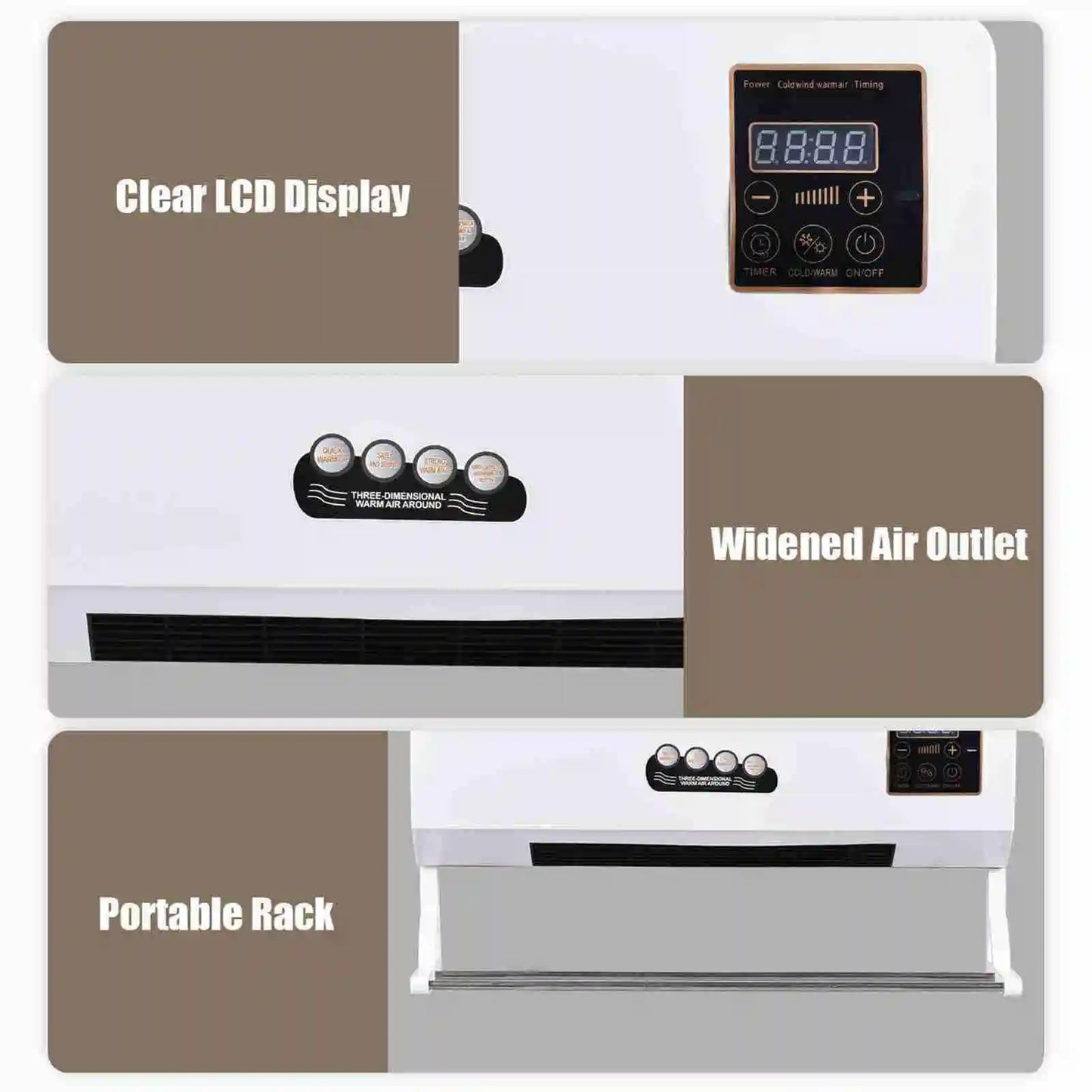 Heating Nature Wind Timing Digital Display Wall Mounted Space Heater