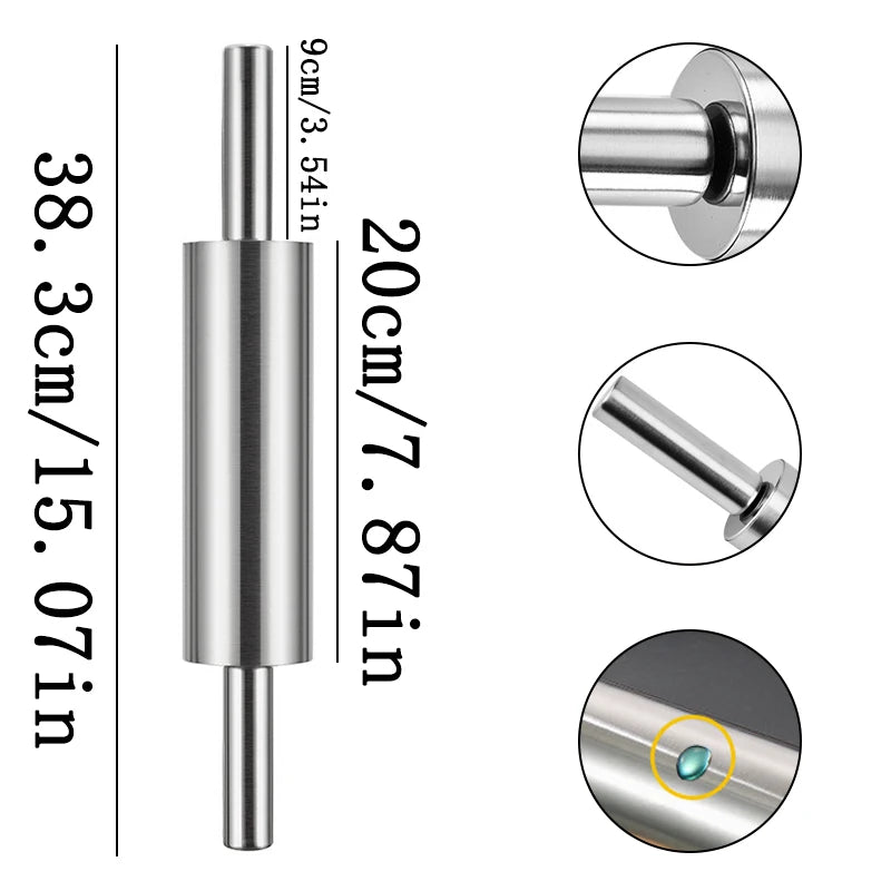 Stainless Steel Rolling Pin Non-stick Pastry Dough Roller