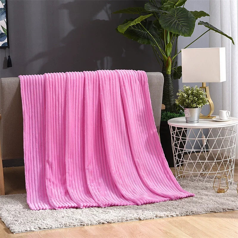 Soft Adult Cover Coral Fleece Blanket On The Sofa