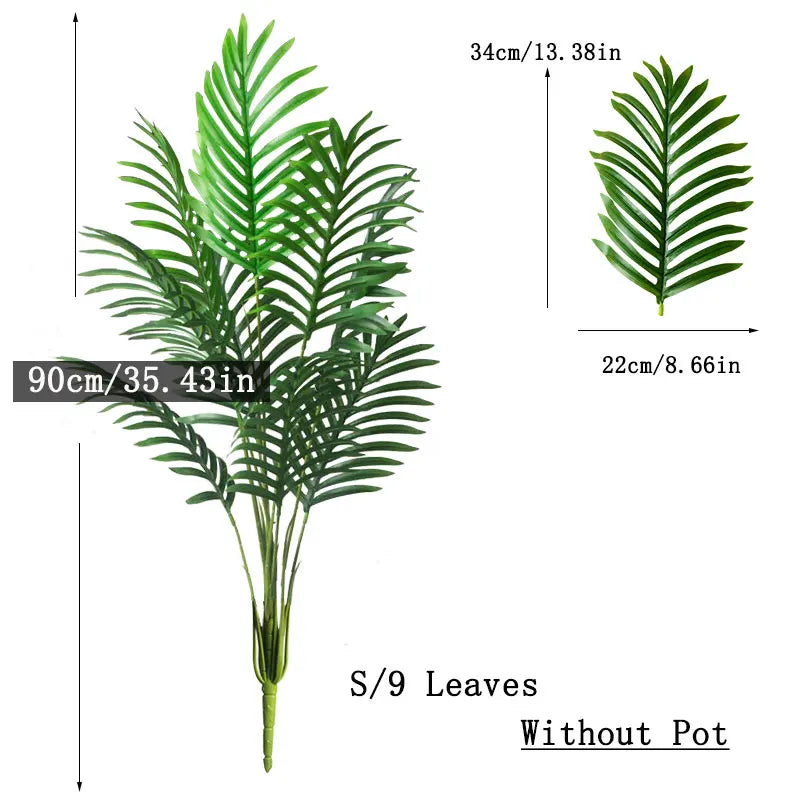 Artificial Palm Tree Tropical Fake Plants Green Plastic Palm Leafs