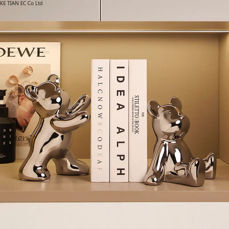 European light luxury fashion bear decoration ceramic bookcase decoration