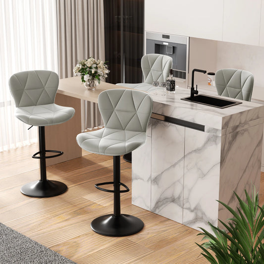 Rotation Adjustable Height, Faux Leather Upholstered with Backrest