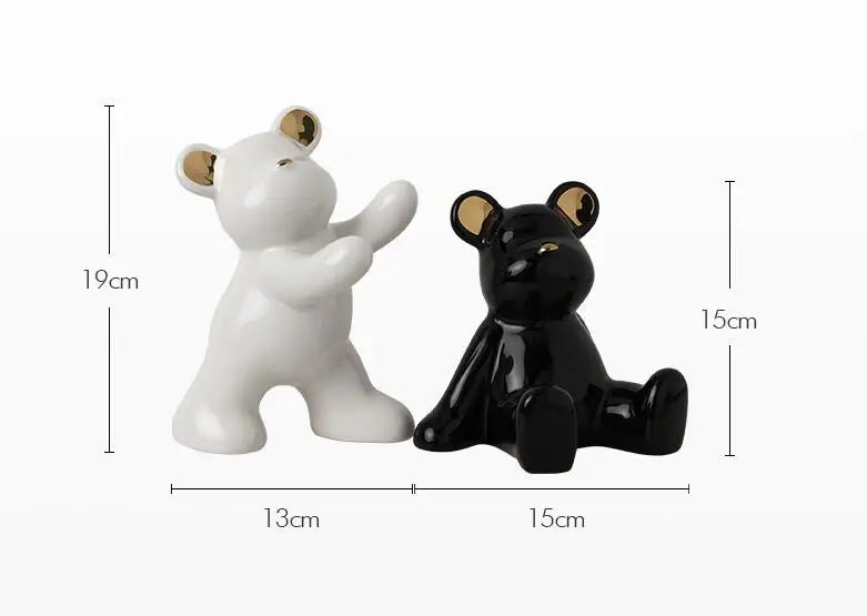 European light luxury fashion bear decoration ceramic bookcase decoration