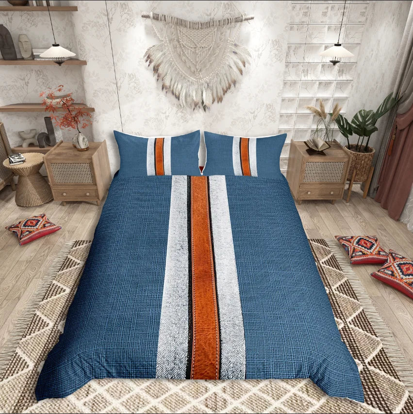 Homewish Geometric Stripes Duvet Cover Set,Geometric Plaid