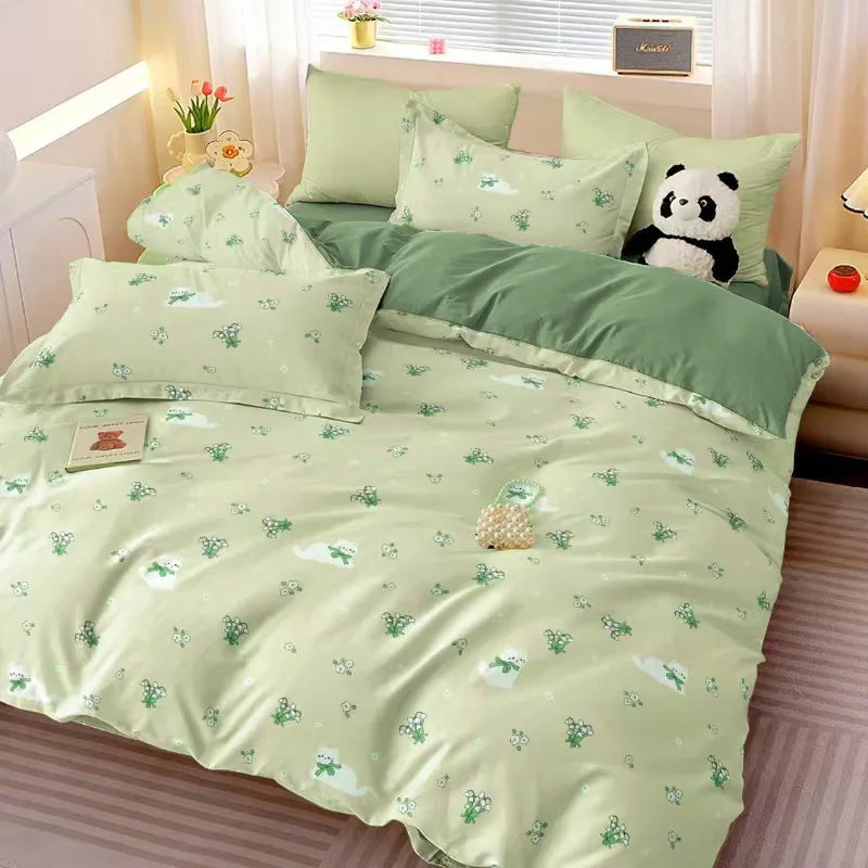 Microfiber Bedding Set Queen Size Duvet Cover for Kids Single Bed