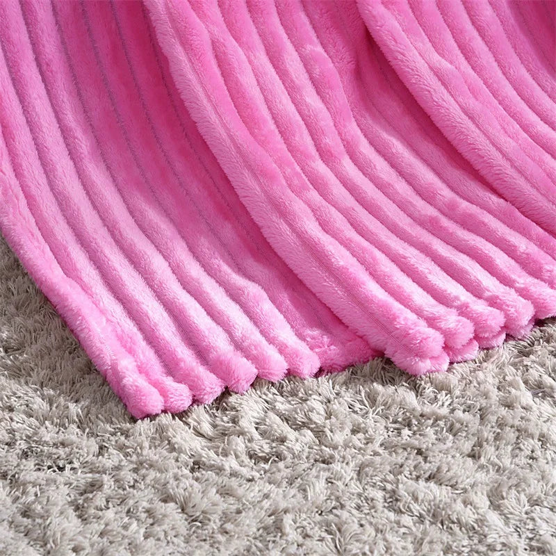 Soft Adult Cover Coral Fleece Blanket On The Sofa
