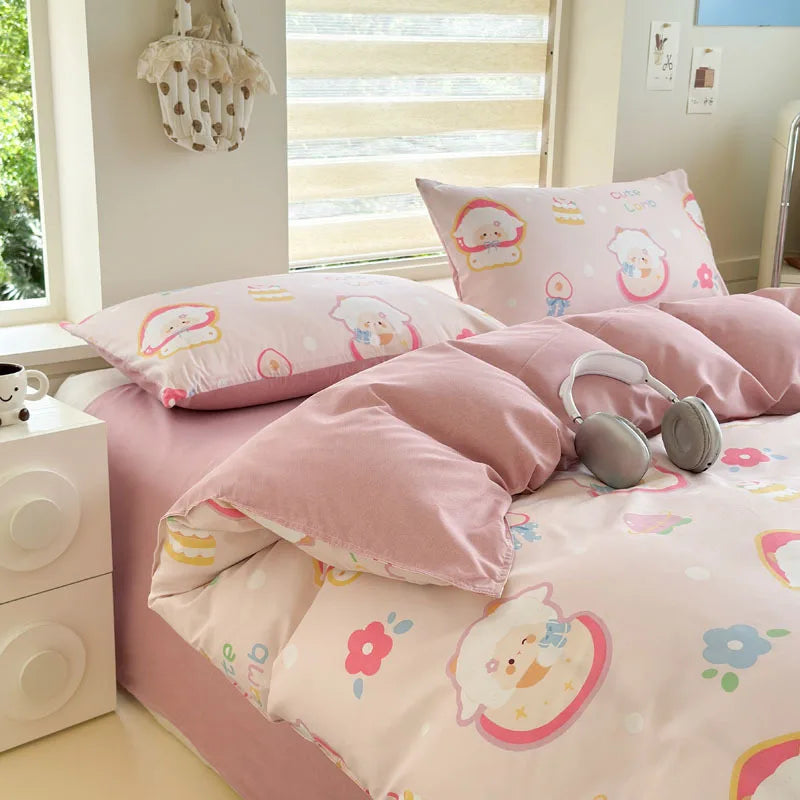 Microfiber Bedding Set Queen Size Duvet Cover for Kids Single Bed
