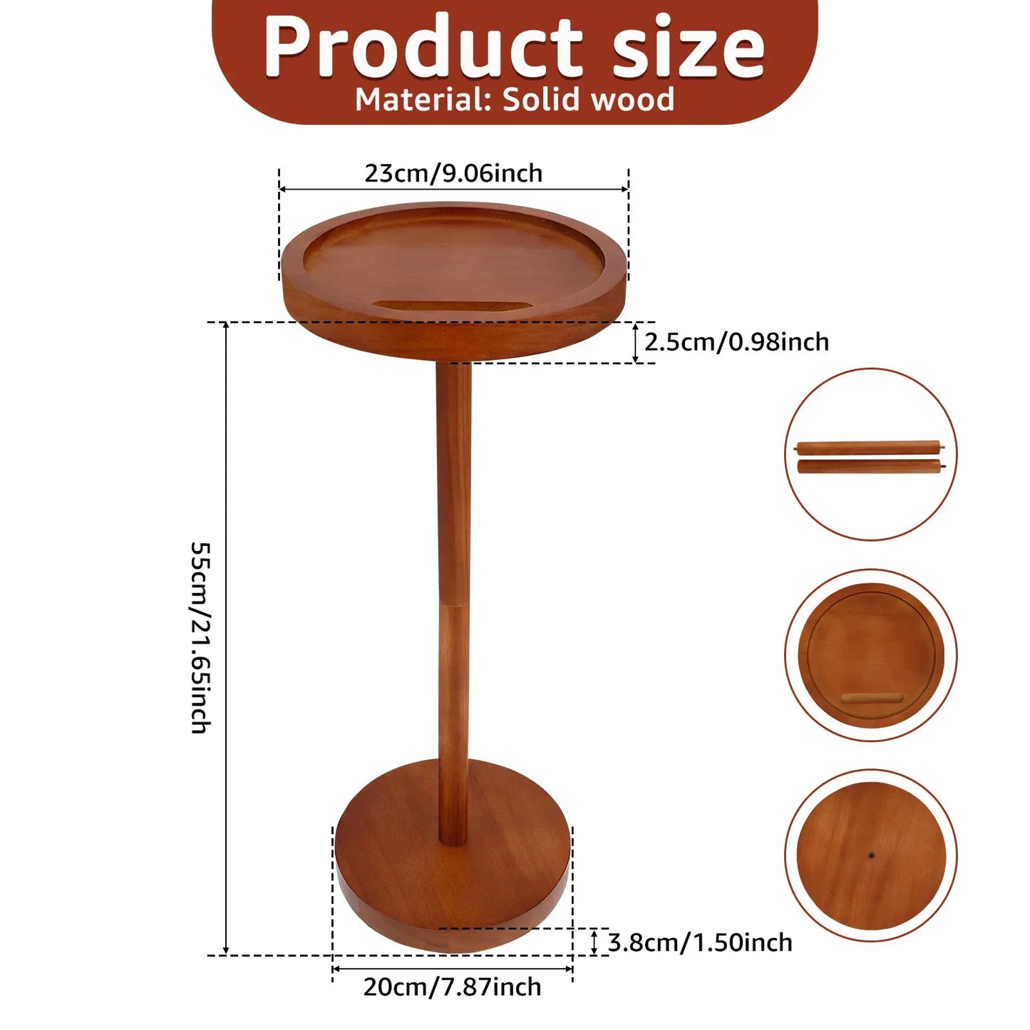 Round Wooden Small Coffee Tables with Phone Holder sofa corner tables