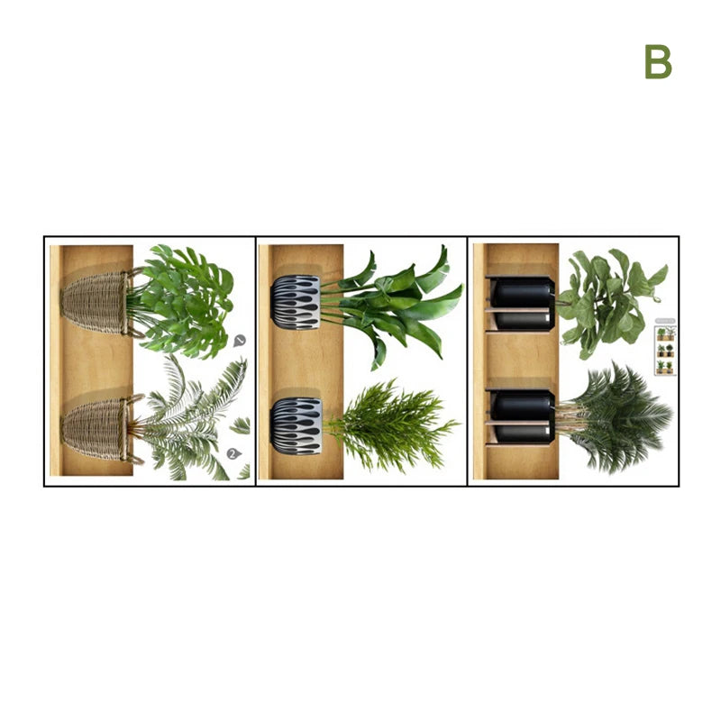 Plant Design Wall Sticker Plant Potted Pattern Wall Decal Background